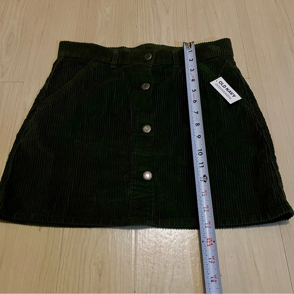 NWT Old Navy Corduroy Button-Front Mini Skirt in Dark Green Girls Size L(14 -16)